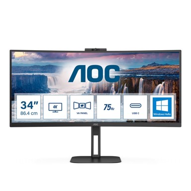 AOC Monitor V5 CU34V5CW/BK 86,4 cm (34"), 3440 x 1440 piksela, Wide Quad HD, crni